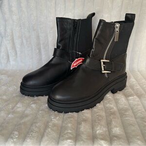 Blondo Waterproof Black Moto Ankle Boots Size 6 | Lug Sole Zip Booties